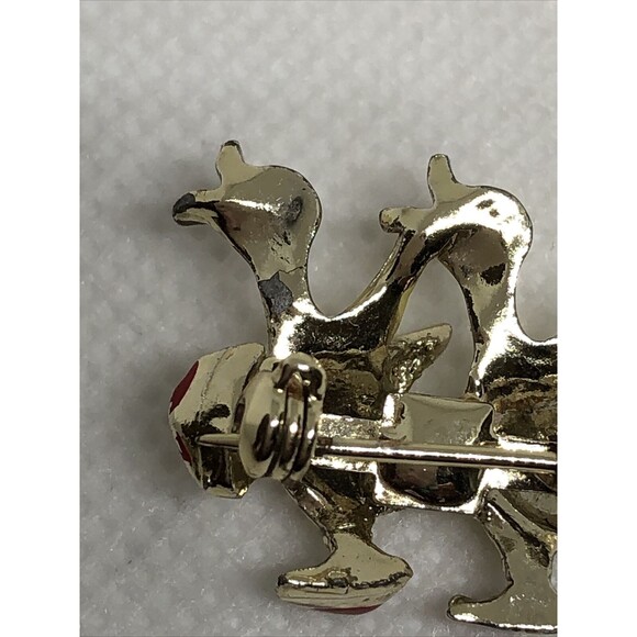 VTG Gold Tone Green Rhinestone Enameled Ducks Scatter Pin Brooch - Picture 9 of 12